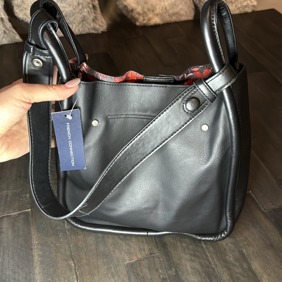 NWT French Connection Black Penny Convertible Crossbody Tote - Picture 4 of 5